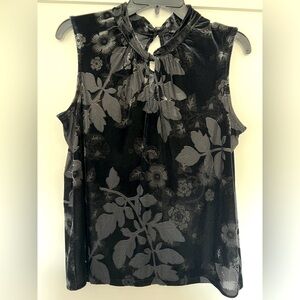 NWT black and silver velvet burnout dressy sleeveless top, Medium